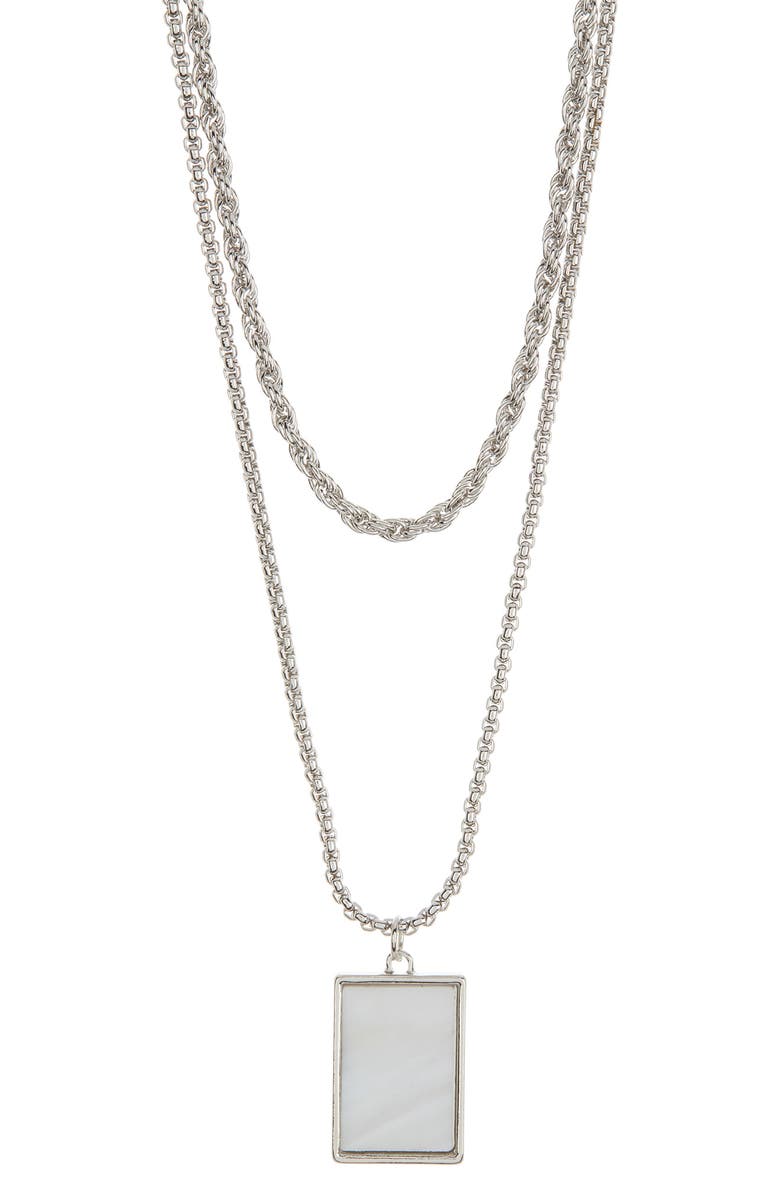 NORDSTROM RACK Men's Shell Dog Tag Pendant Layered Necklace, Main, color, 