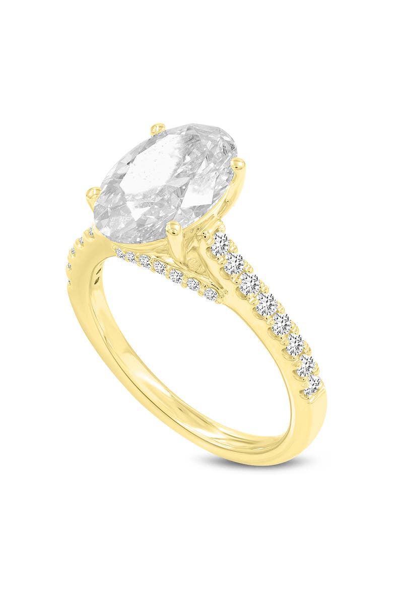 Tasia 14K Gold Oval Lab Grown Diamond Engagement Ring - 3.4 Ct, Alternate, color, 14K Yellow Gold