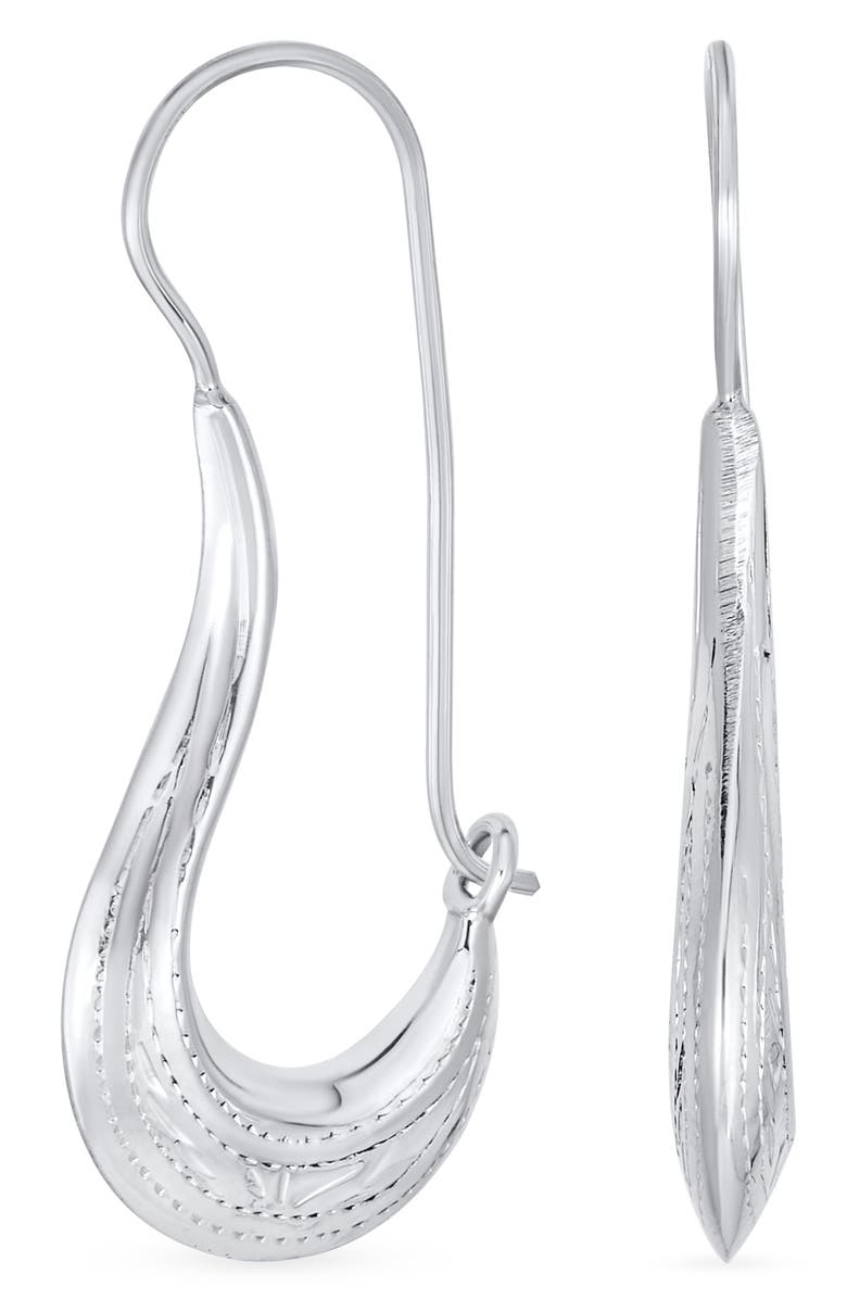 BLING JEWELRY Geometric Crescent Drop Earrings, Main, color, Grey