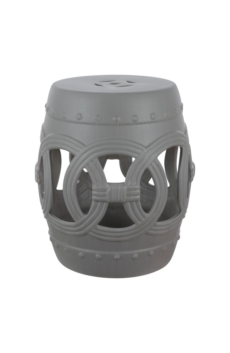 JONATHAN Y Lucky Coins 16" Chinese Ceramic Drum Garden Stool, Main, color, Matte Gray