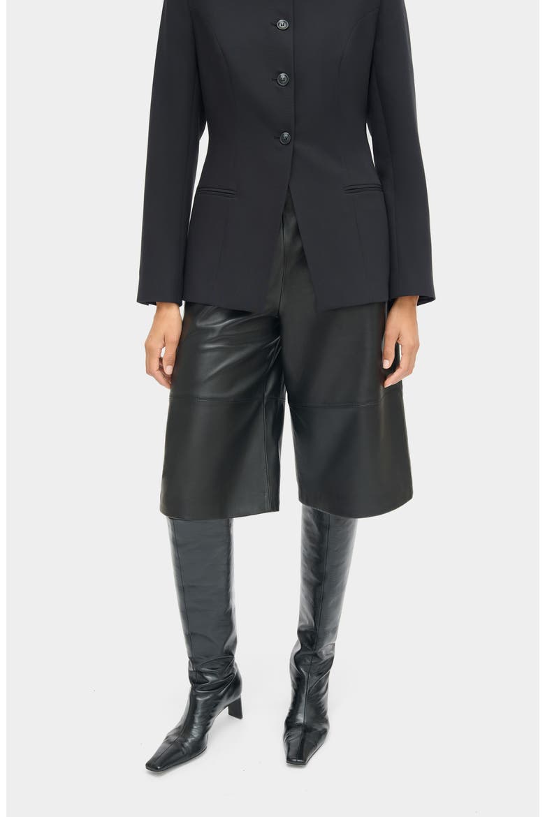 Kayleigh Leather Culottes, Alternate, color, BLACK