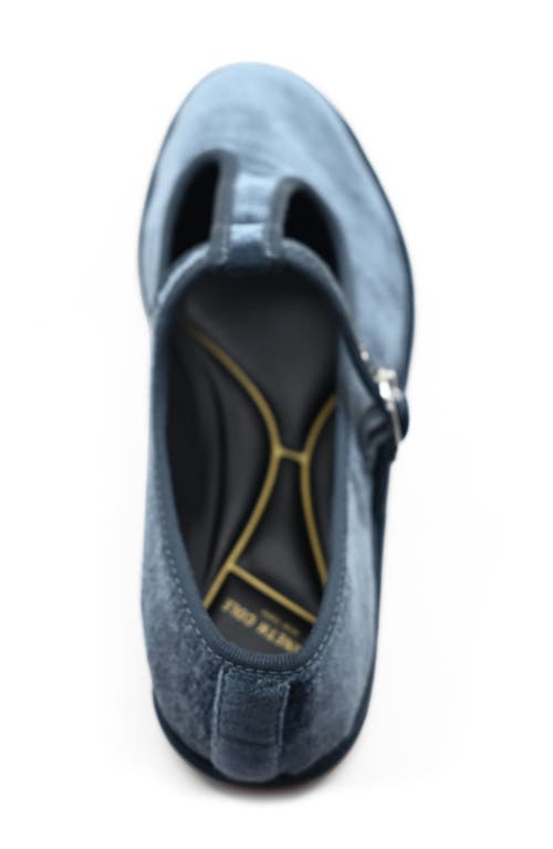 Kenneth Cole Verona Velvet T-strap Mary Jane Flat In Blue