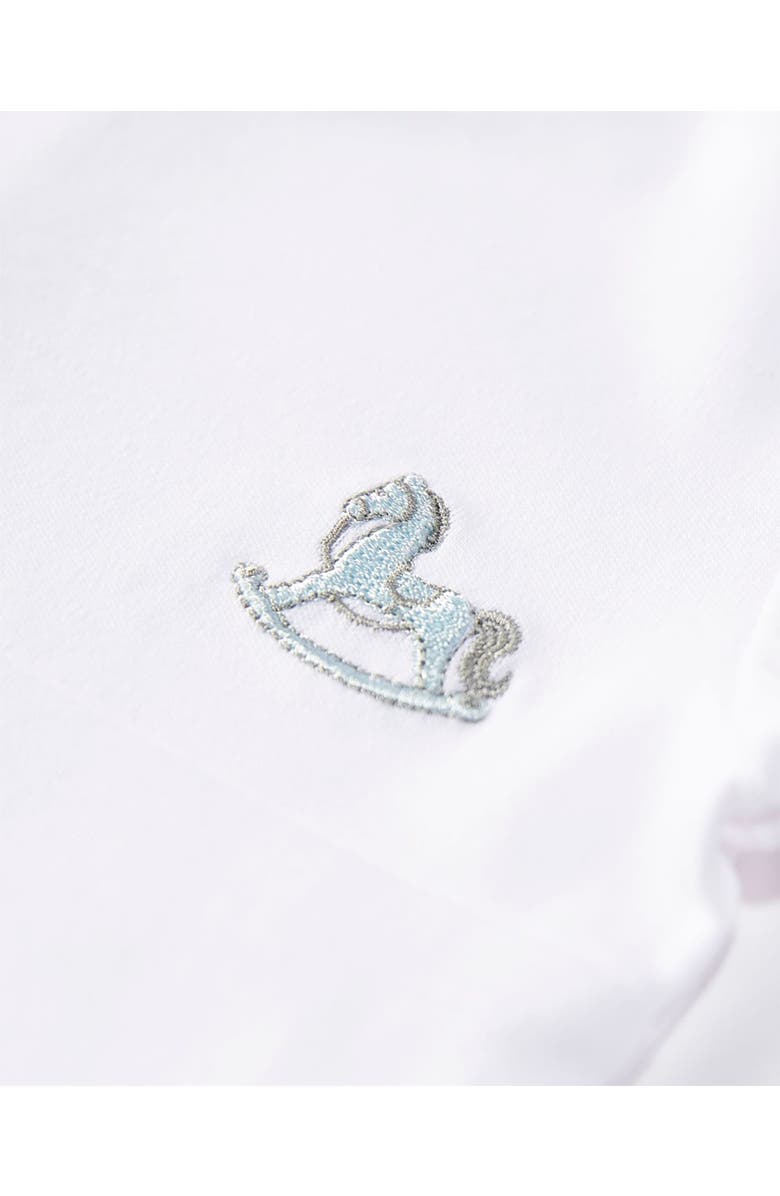 MiniMoi Baby  Embroidered Pima Cotton Footie, Alternate, color, Pearl Blue