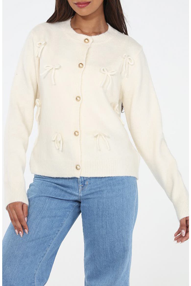Tiny Bow Cardigan, Main, color, CREAM