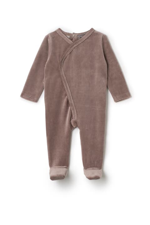 Wrap Stretchie Velour Snap Closure Romper (Baby)