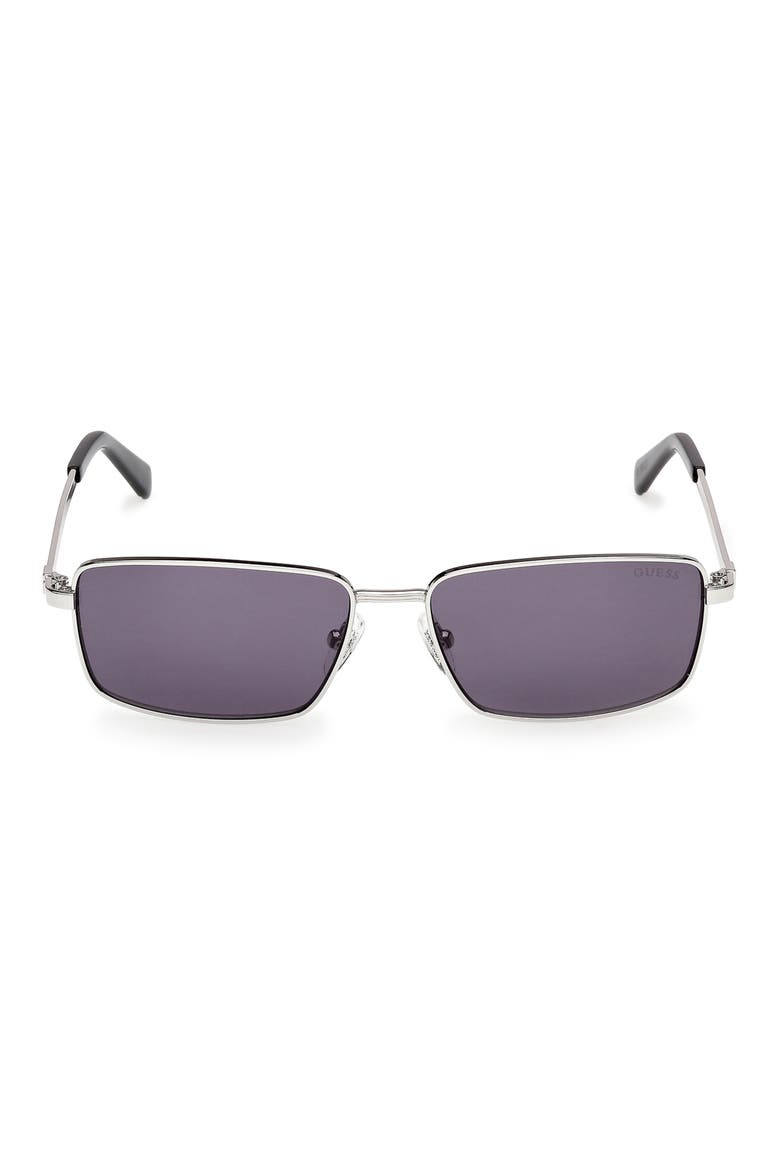 Rectangular Sunglasses, Main, color, SHINY LIGHT NICKELTIN / VIOLET