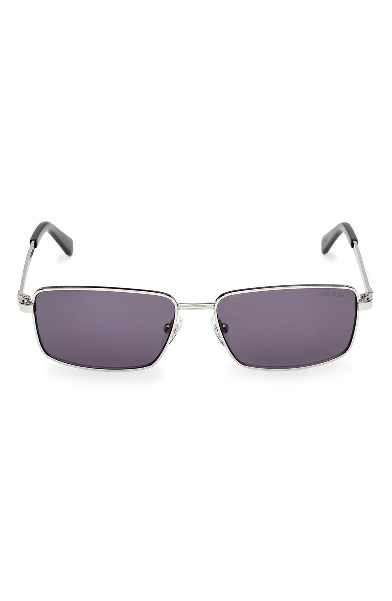 GUESS Rectangular Sunglasses, Main, color, Shiny Light Nickeltin / Violet