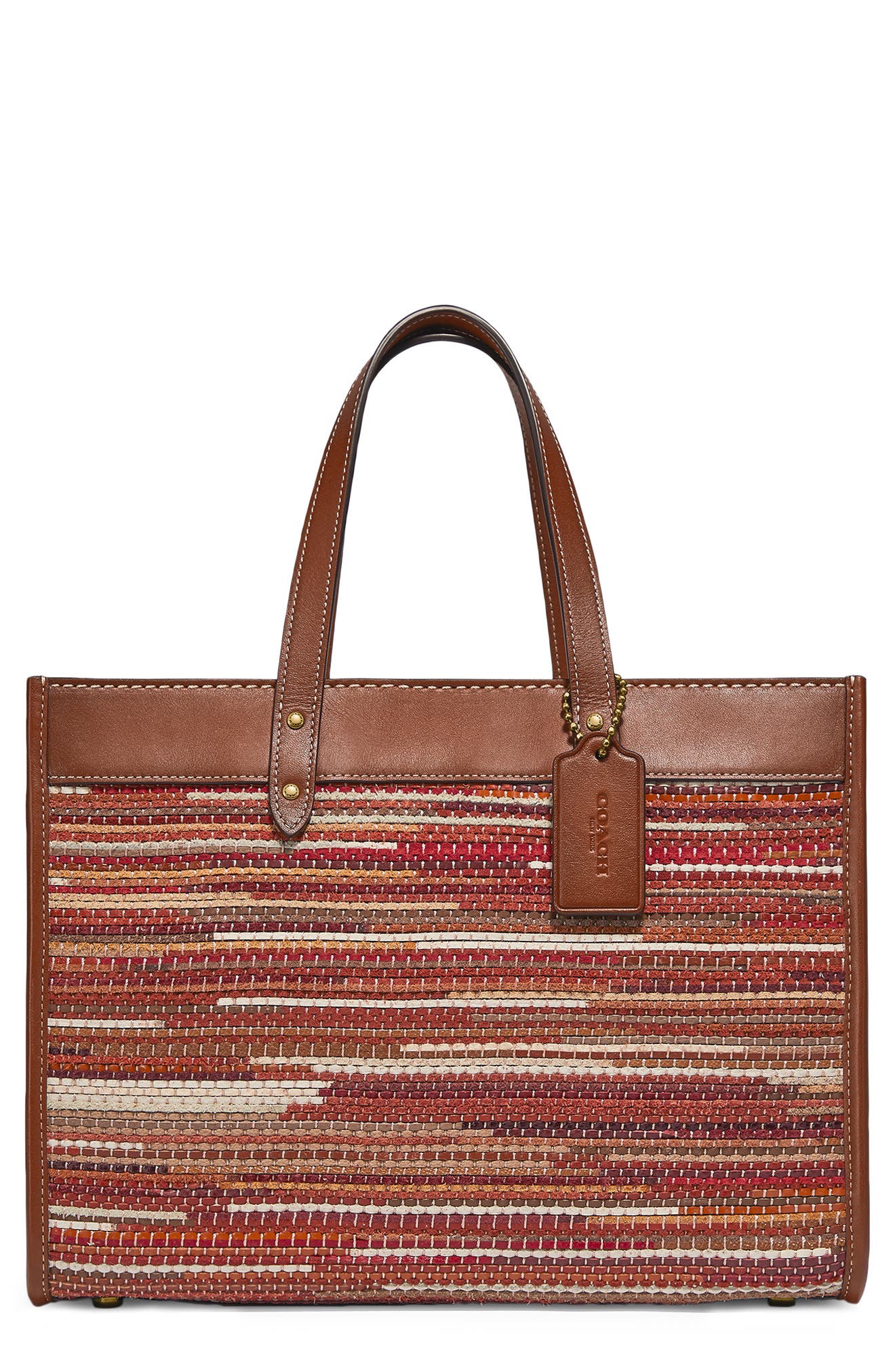 COACH Field Upcycled Woven Leather Tote, Main, color, 