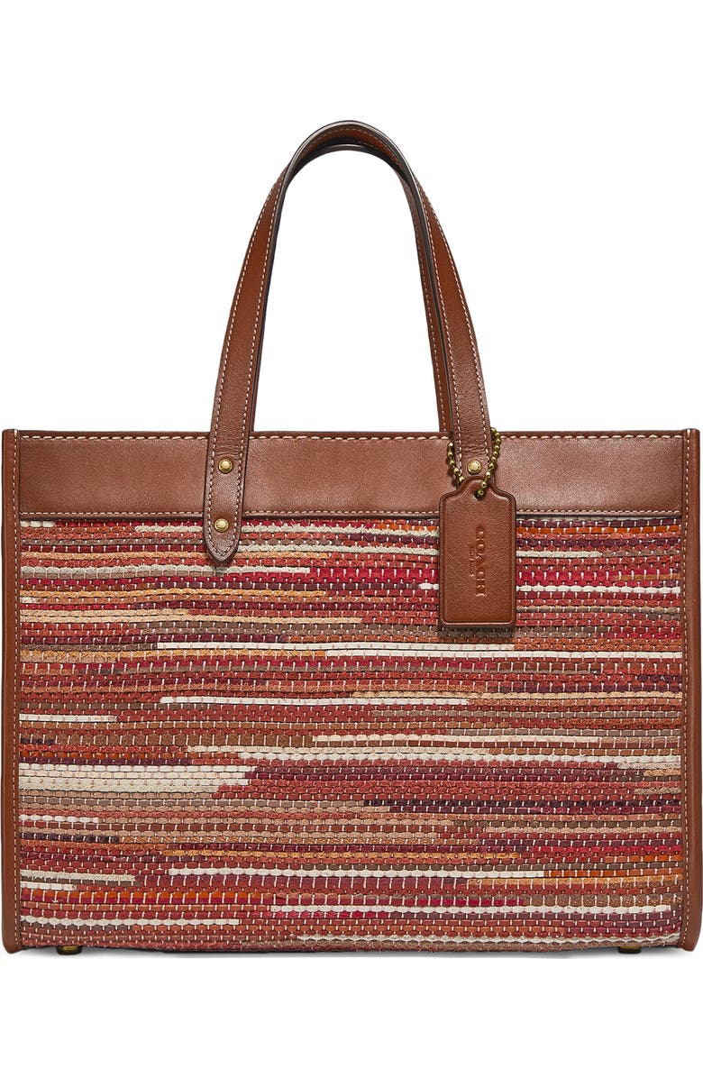 COACH Field Upcycled Woven Leather Tote, Main, color,