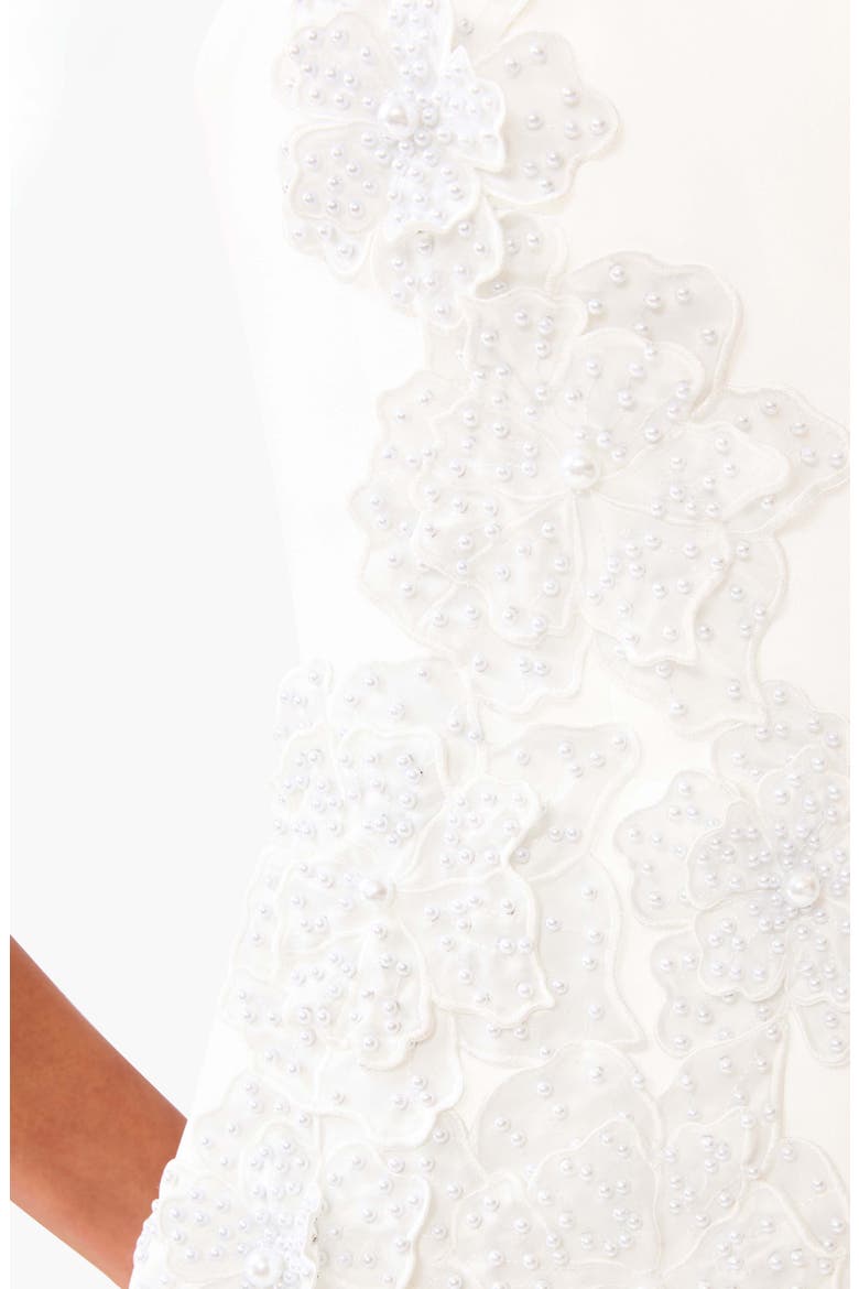 Stella Floral Embellished A-Line Gown, Alternate, color, WHITE