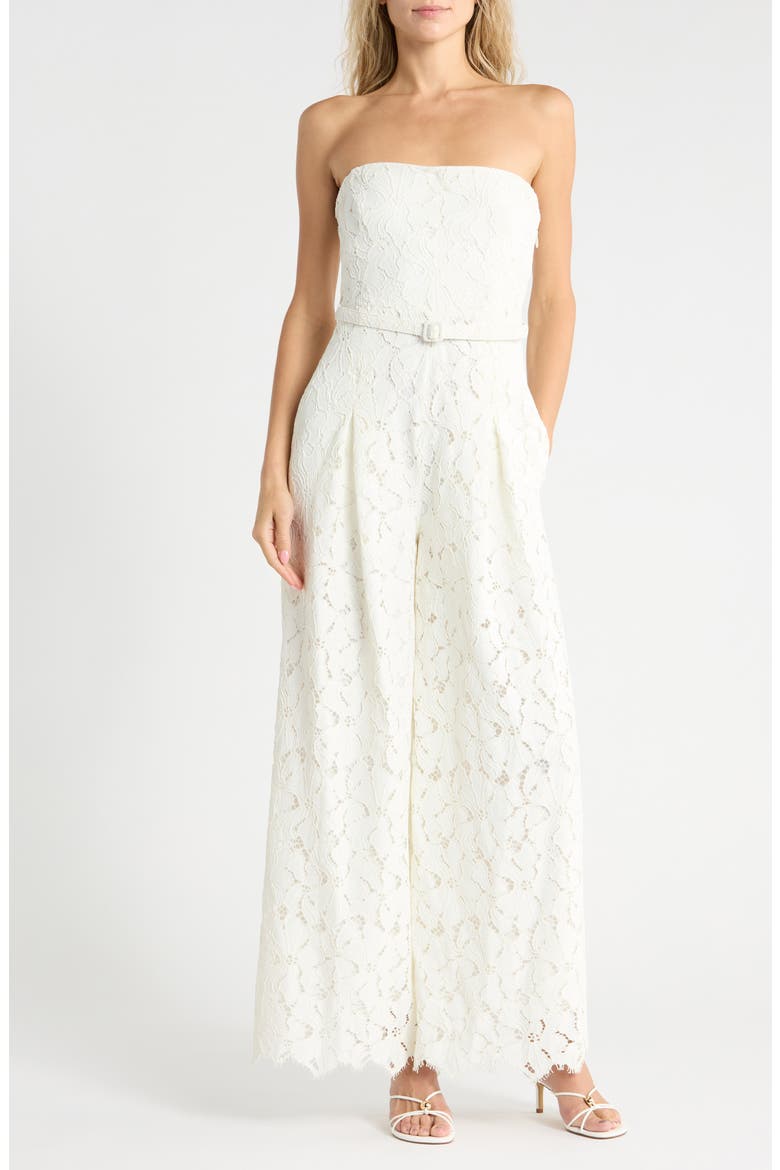 Rebecca Strapless Lace Wide Leg Jumpsuit, Main, color, IVORY