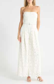 Rebecca Strapless Lace Wide Leg Jumpsuit