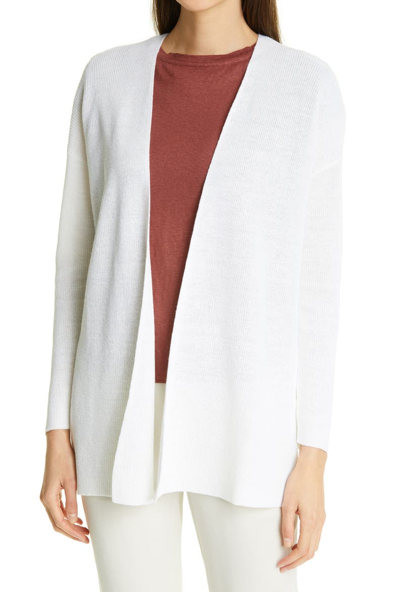 Boxy Open Front Cardigan, Main, color, WHITE
