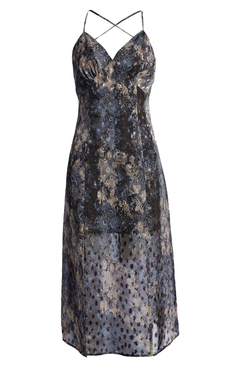 J.O.A. Print Crisscross Back Midi Dress, Alternate, color, 