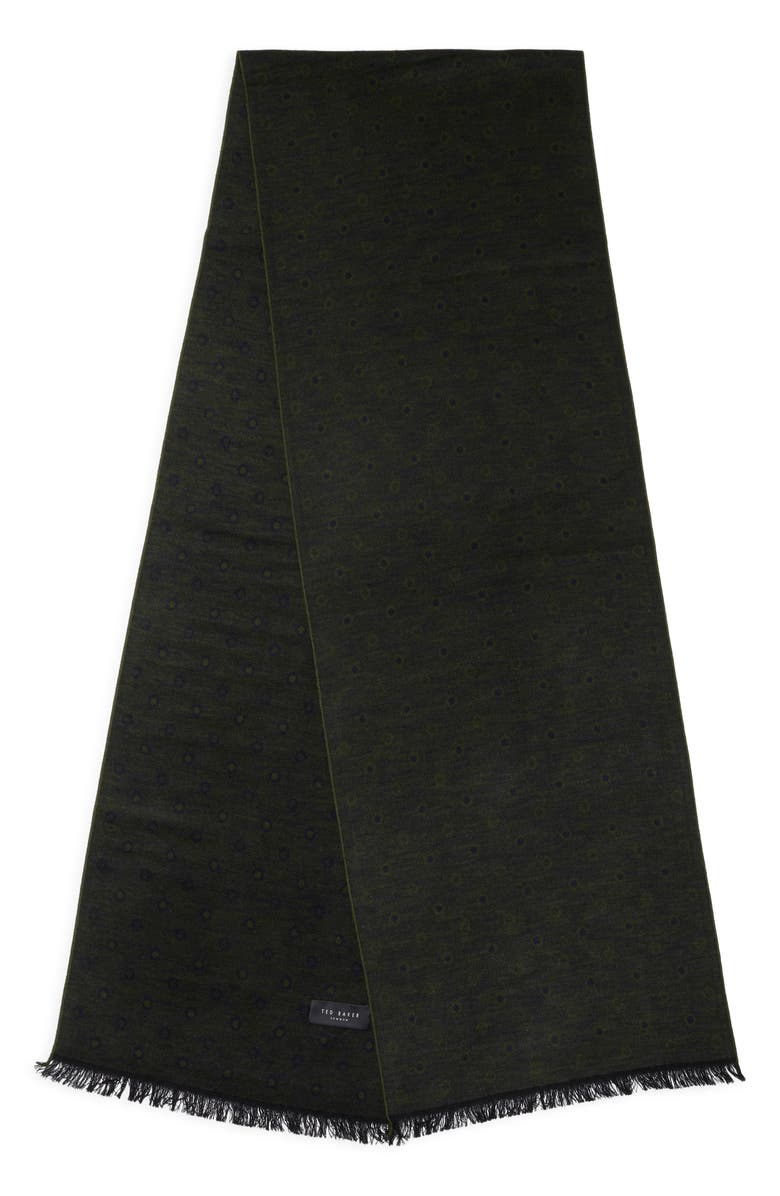 Ted Baker London Dot Brushed Silk Reversible Scarf, Alternate, color, Green