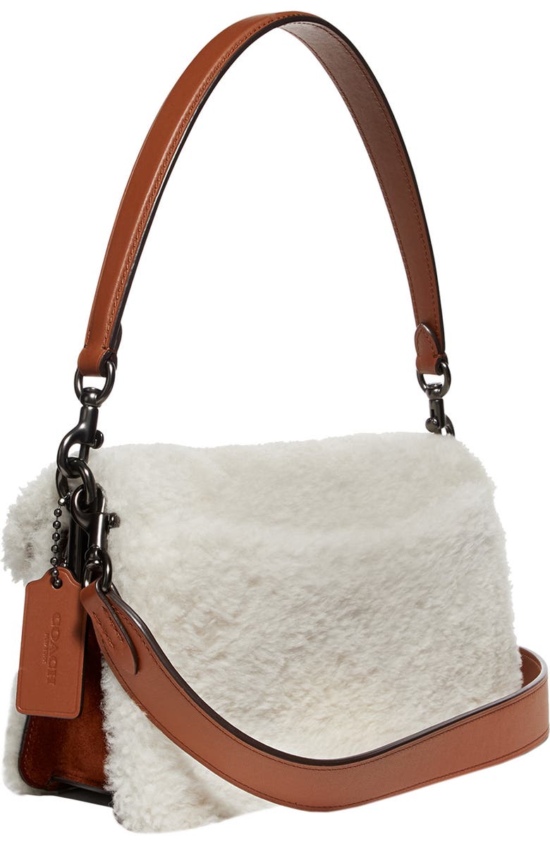 COACH Tabby Genuine Shearling & Leather Crossbody Bag, Alternate, color,