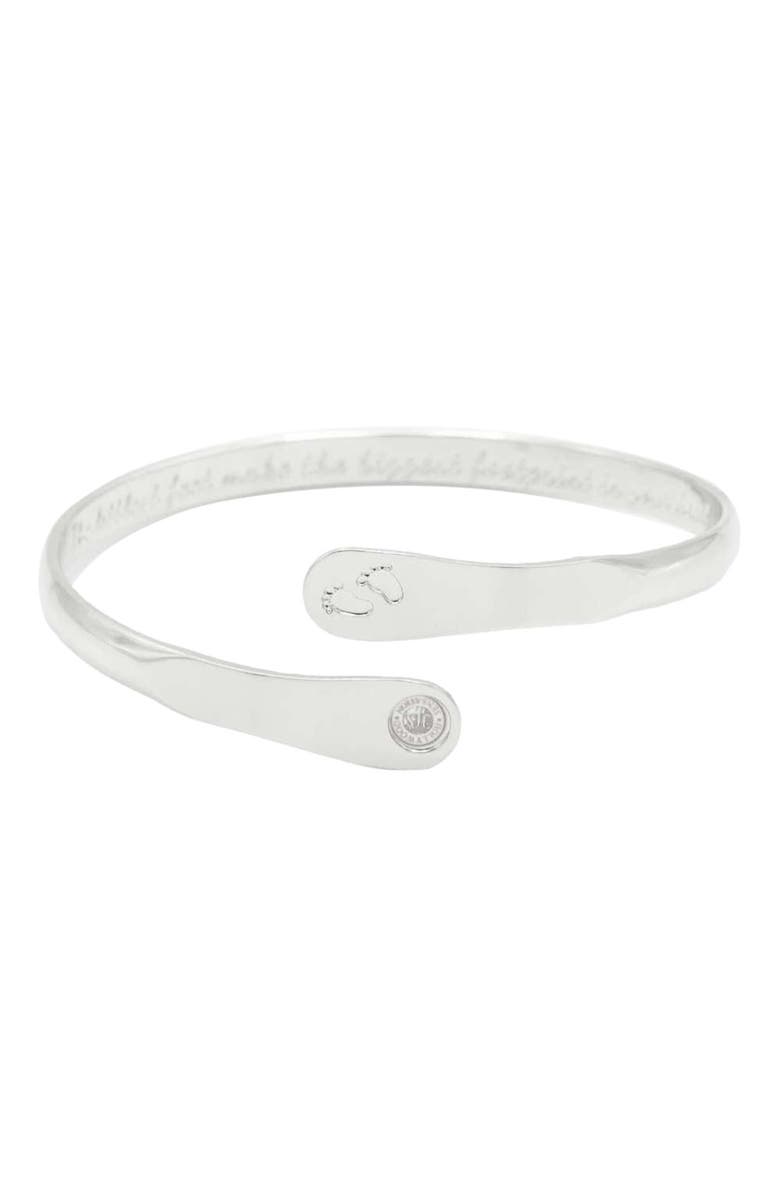 Hollywood Sensation Baby Bracelets Engraved The littlest feet makes the biggest footprint in your heart, Alternate, color, Silver