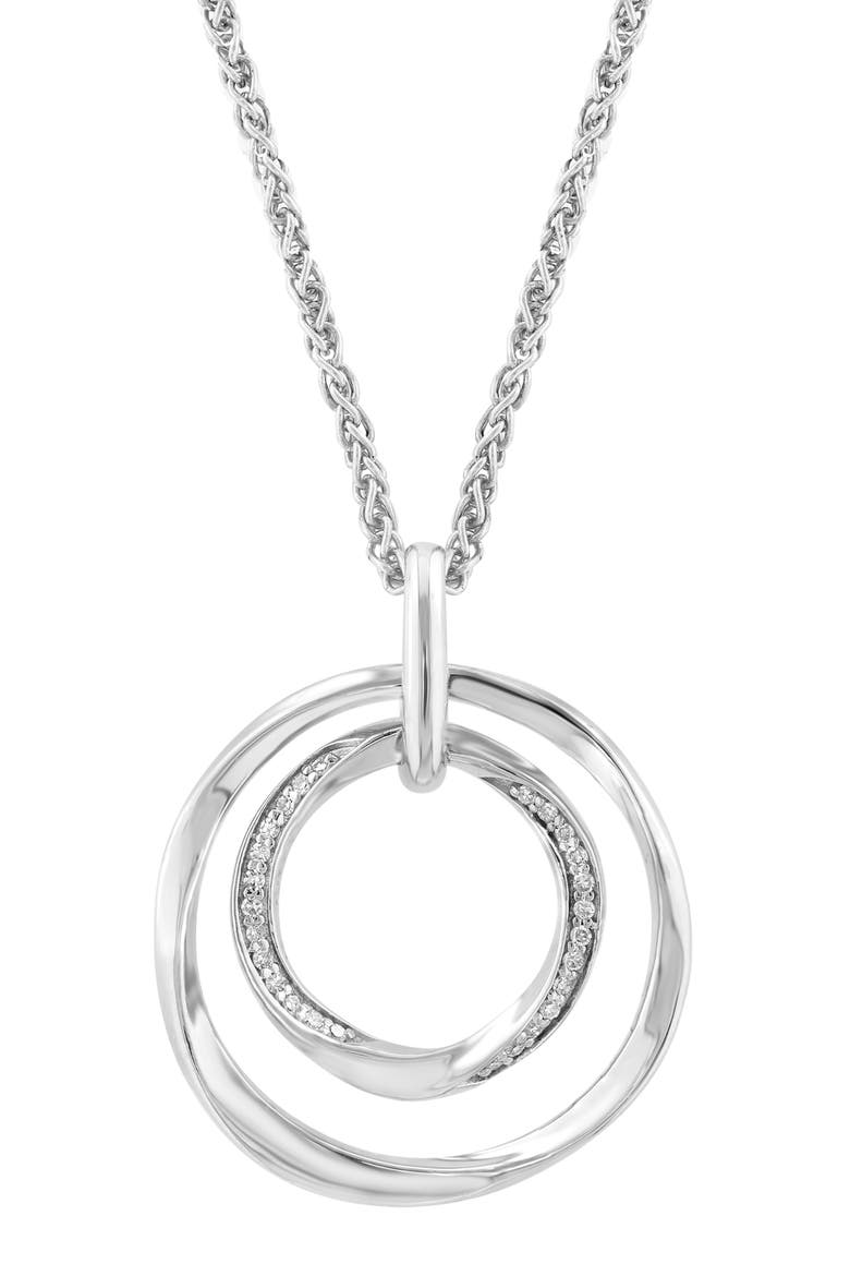 Sterling Silver Diamond Open Circle Pendant Necklace, Alternate, color, SILVER/ WHITE
