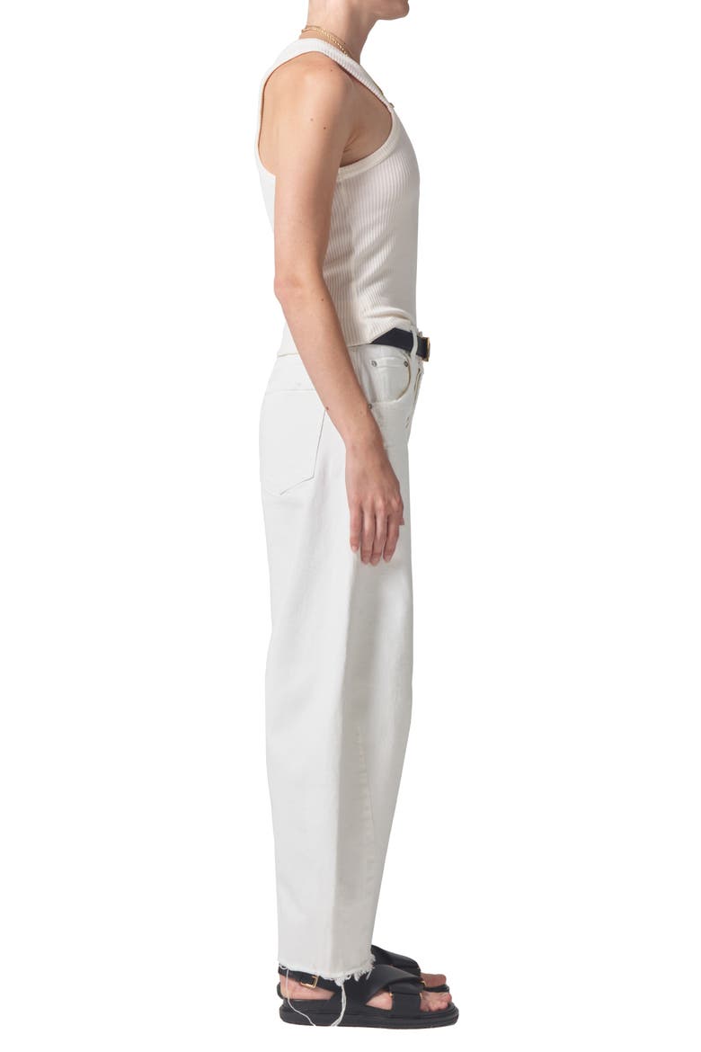 Horseshoe Frayed Superhigh Waist Ankle Barrel Jeans, Alternate, color, JICAMA