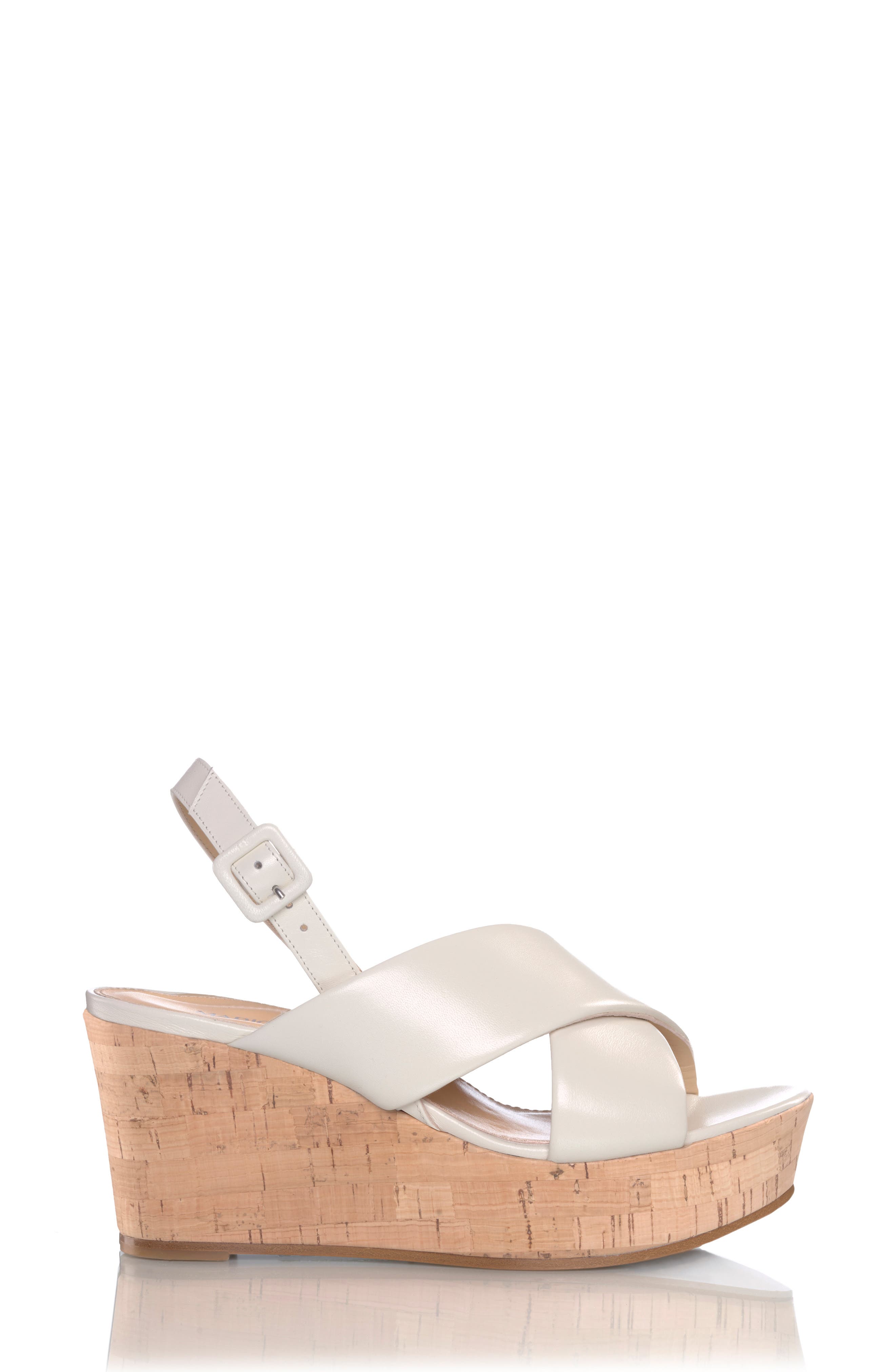 MARION PARKE Maren Slingback Platform Wedge Sandal, Alternate, color, Light Cream
