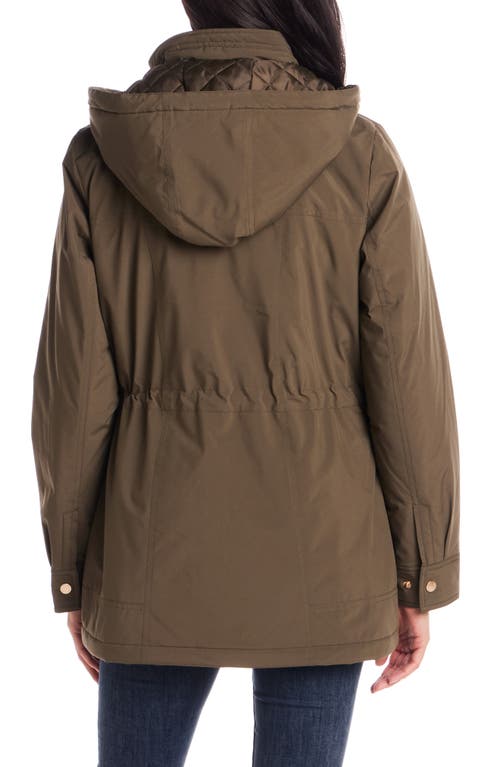 Gallery Water Resistant Insulated Stadium Coat With Removable Hood In Multi