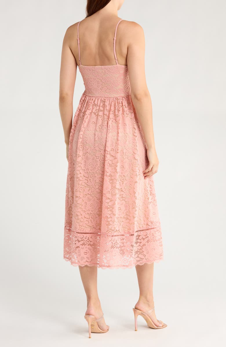 NSR Crochet Stretch Lace Midi Dress, Alternate, color, Rose