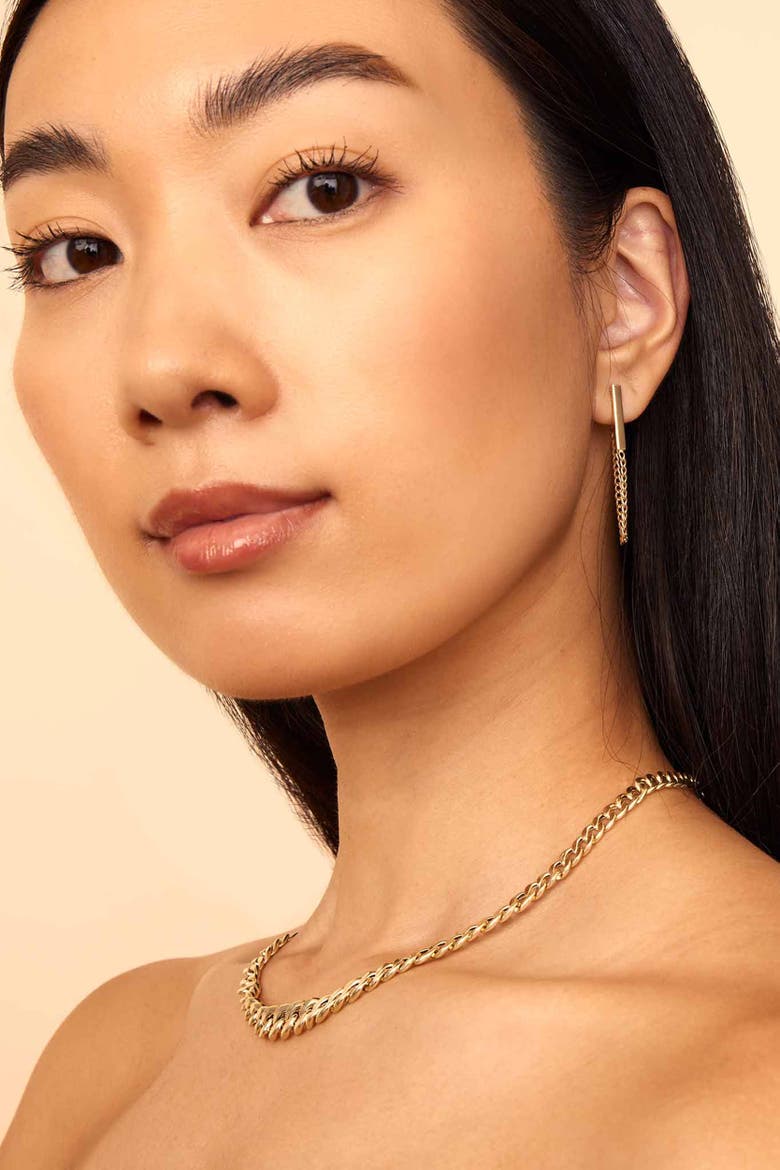 14K Yellow Gold Carmine Curb Bar Drop Earrings, Alternate, color, Yellow Gold