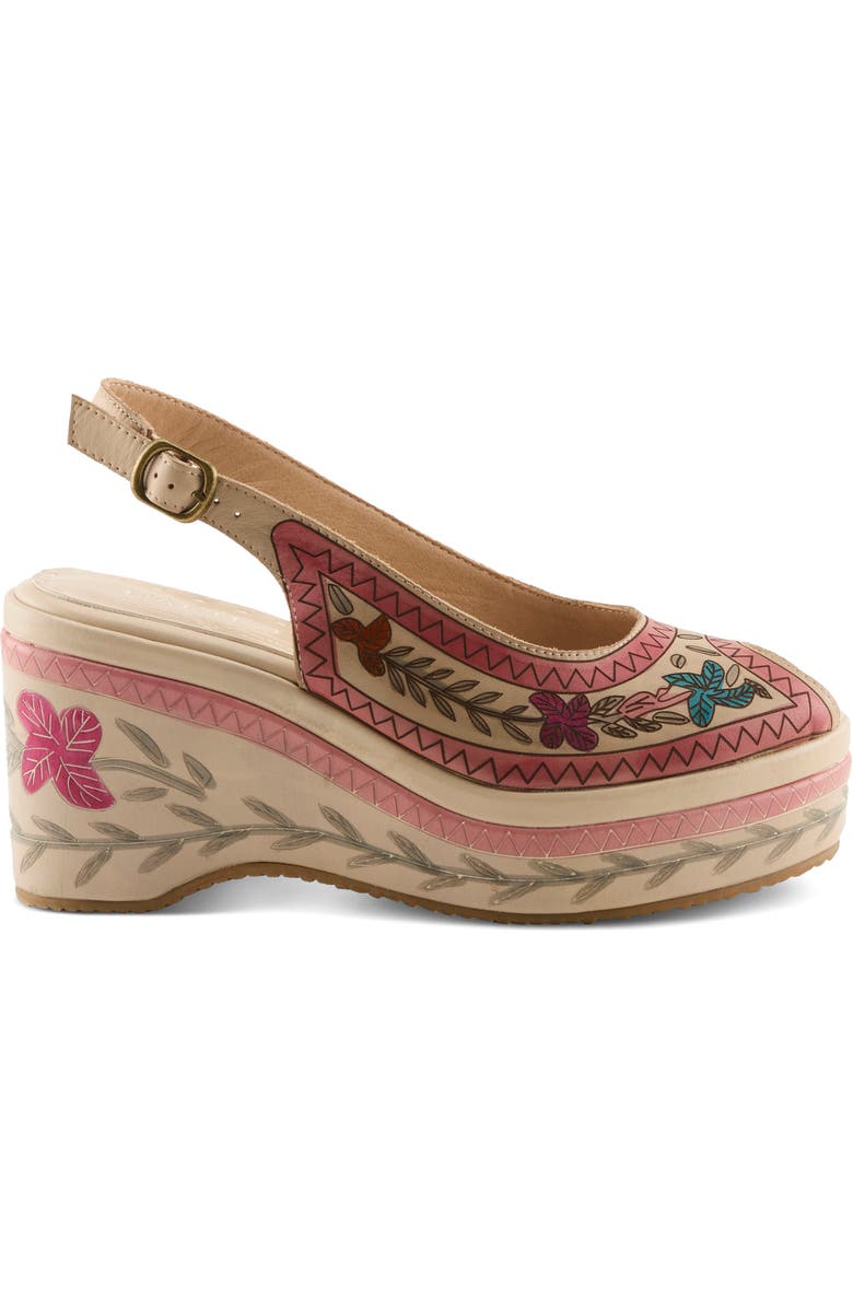 L'Artiste by Spring Step Artdevivre Slingback Platform Wedge, Alternate, color, Beige Multi