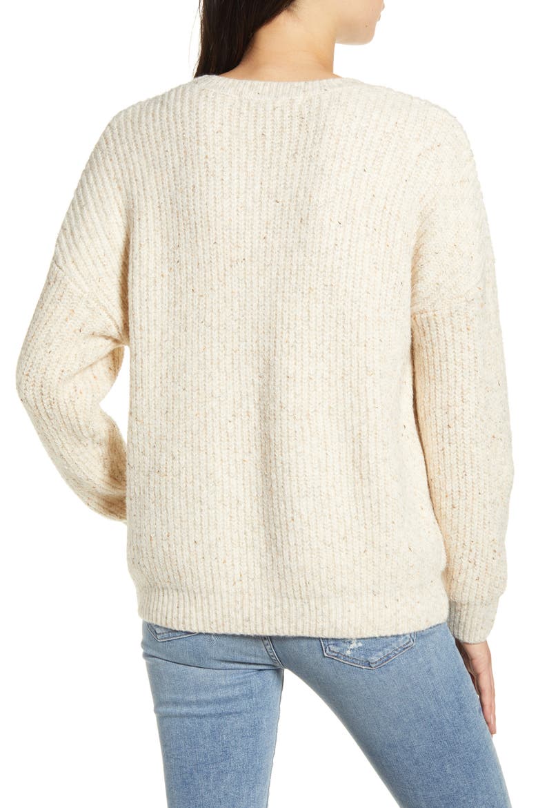Petra Natural Speckle Yarn Sweater, Alternate, color, OATMEAL
