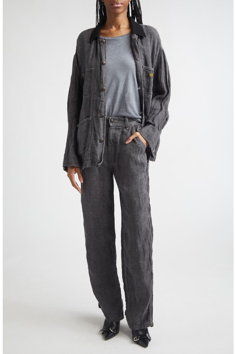 Relaxed Corduroy Collar Linen & Cotton Chore Jacket, Alternate, color, CHARCOAL GREY LINEN