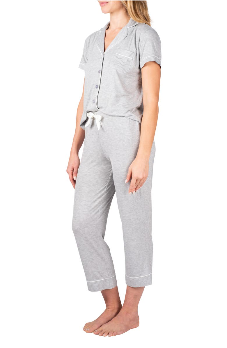 BLIS Notched Button Front Top & Pants Pajamas, Alternate, color, 