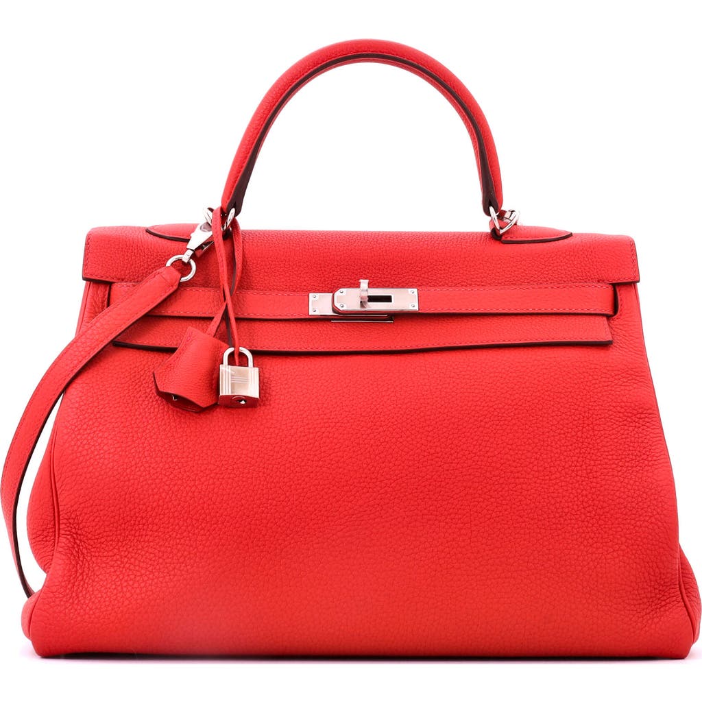 Pre-Owned Hermes Kelly Handbag Red Togo with Palladium Hardware 35 at Nordstrom, Size Medium