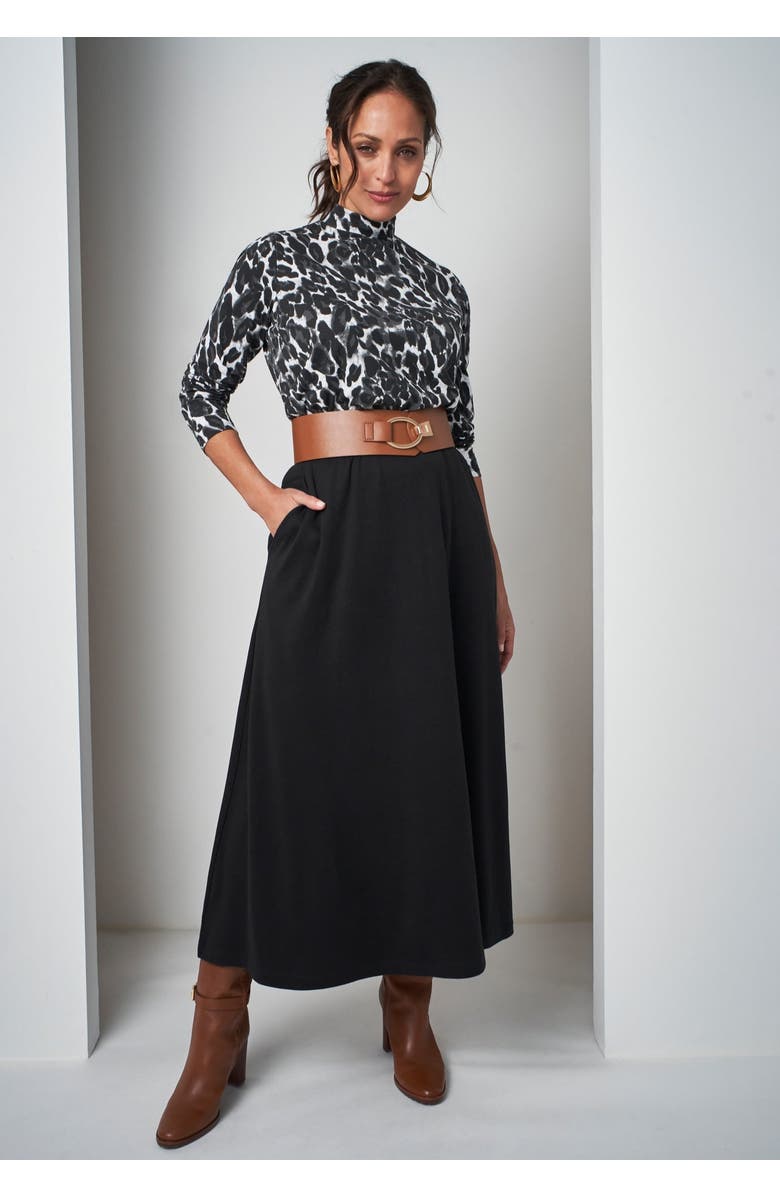 Jessica London Long Sleeve Mockneck Tee, Alternate, color, Black