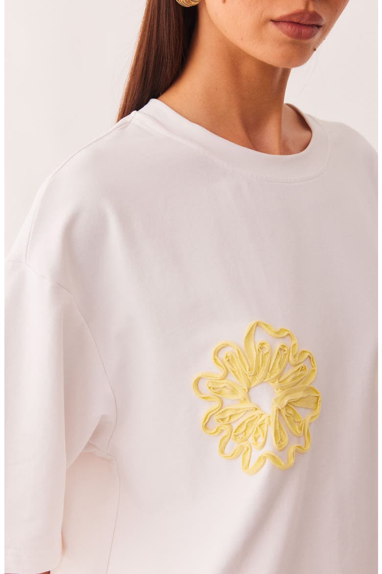 Mai Tai Cord Embellished Floral Stretch Cotton T-Shirt, Alternate, color, YELLOW FLORAL