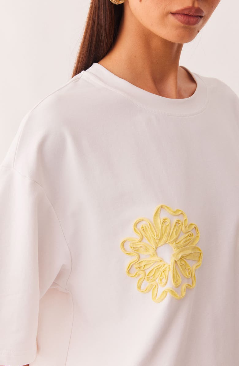 SNDYS Mai Tai Cord Embellished Floral Stretch Cotton T-Shirt, Alternate, color, Yellow Floral