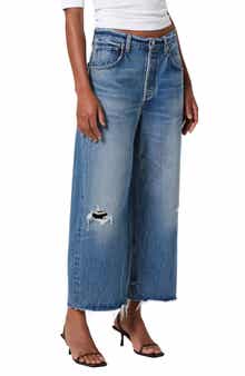 Citizens of Humanity Ayla Raw Hem Crop Wide Leg Jeans
