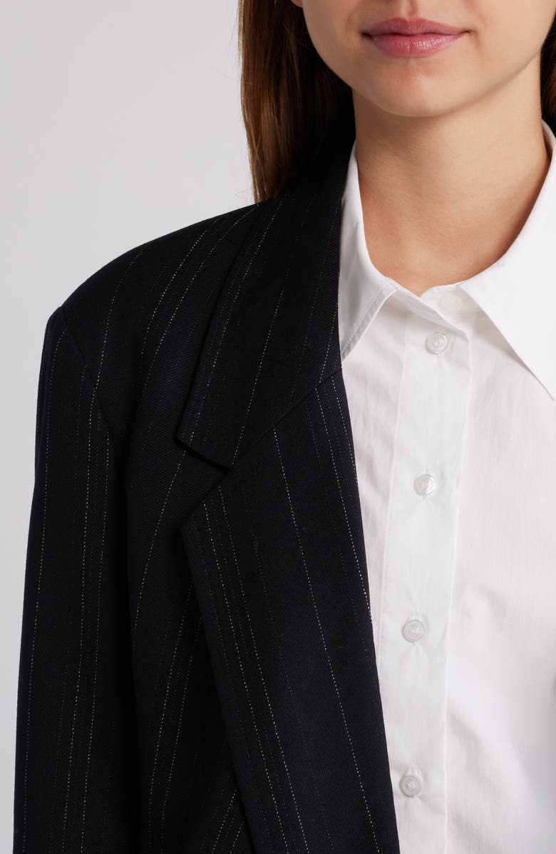 COS Drape Pinstripe Wool Blend Blazer, Alternate, color, 