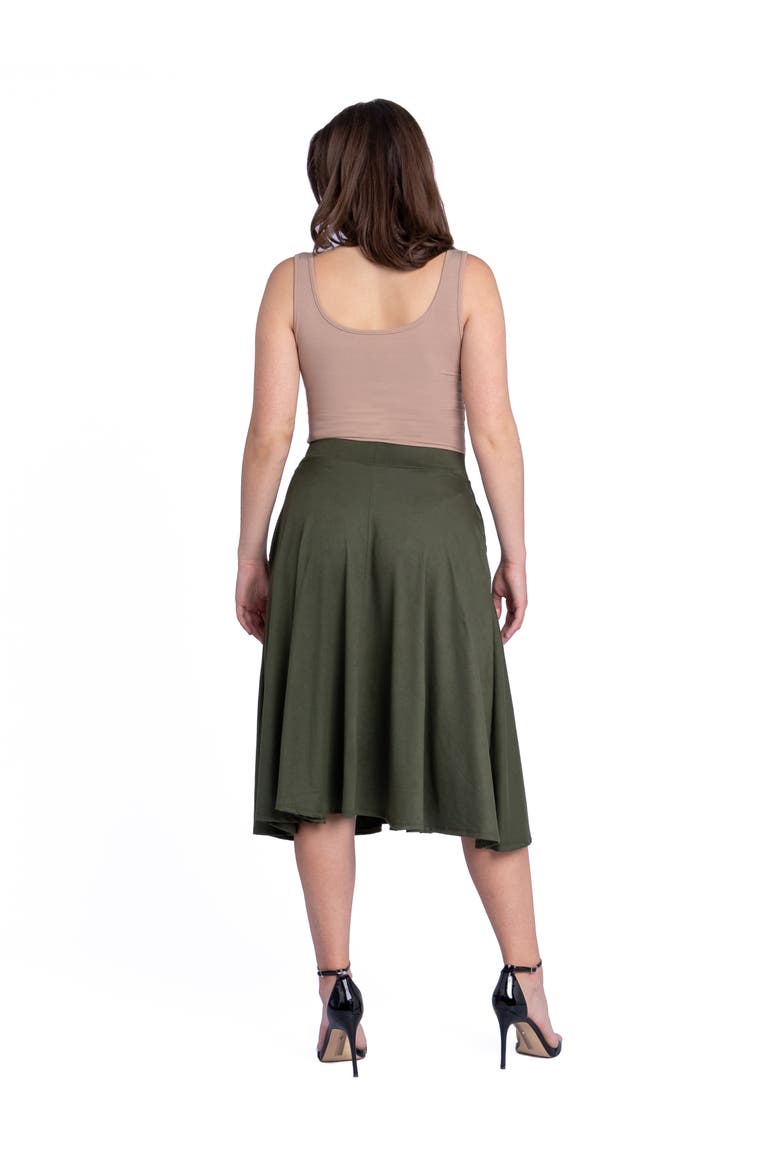 Elastic Waist Pleated Pocket Midi Skirt, Alternate, color, Olive