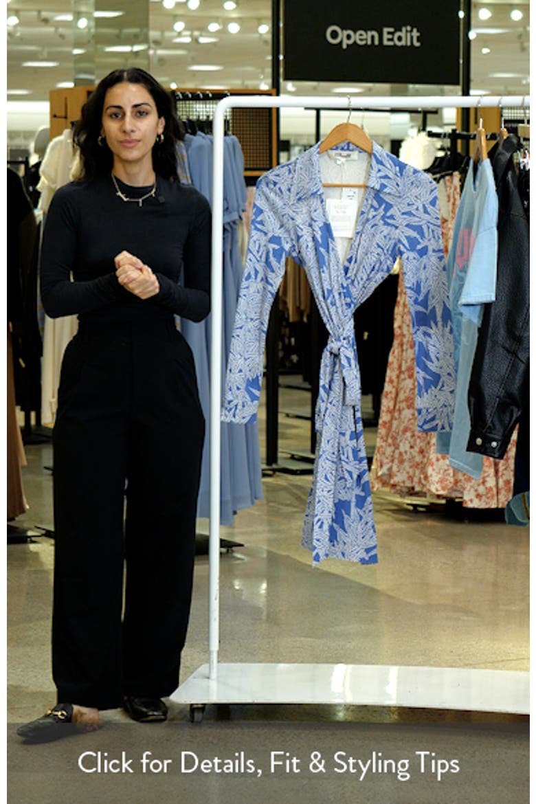 New Jeanne Leaf Print Long Sleeve Silk Wrap Dress video