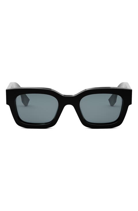 'Fendi Signature 50mm Rectangular Sunglasses