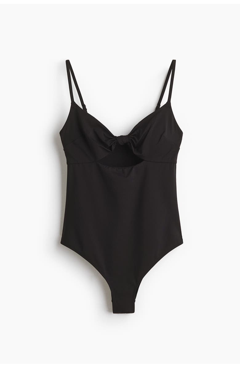 H&M Padded-cup Swimsuit, Main, color, Navy Blue