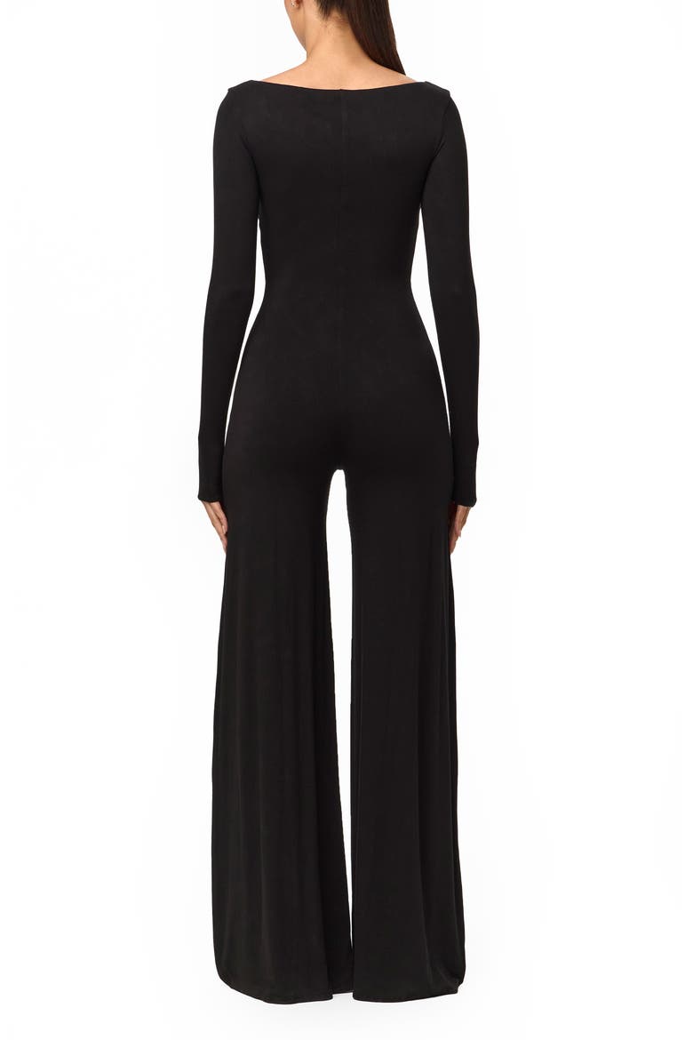 Smooth Scoop Neck Long Sleeve Jumpsuit, Alternate, color, BLACK