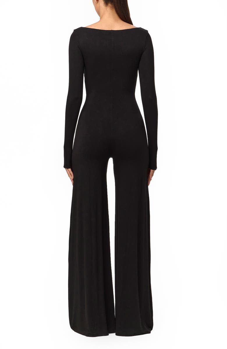 Naked Wardrobe Smooth Scoop Neck Long Sleeve Jumpsuit, Alternate, color, Black