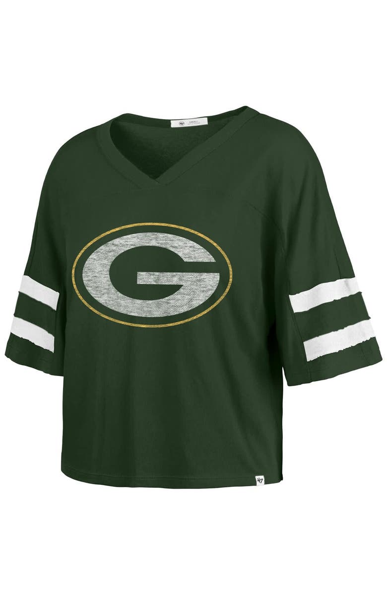 '47 Women's '47 Green Green Bay Packers Premier Scout Cropped V-Neck T-Shirt, Alternate, color, Green