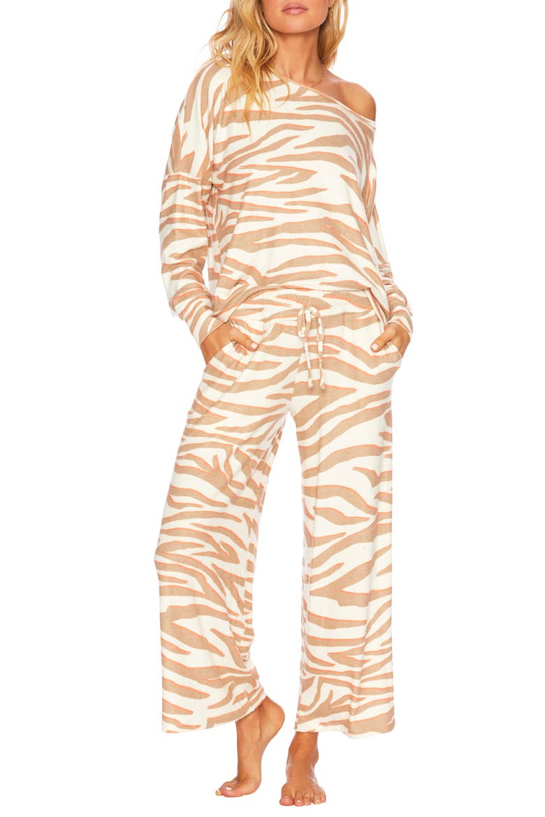 Hailey Wide Leg Pants, Alternate, color, CLOUD CREAM ZEBRA