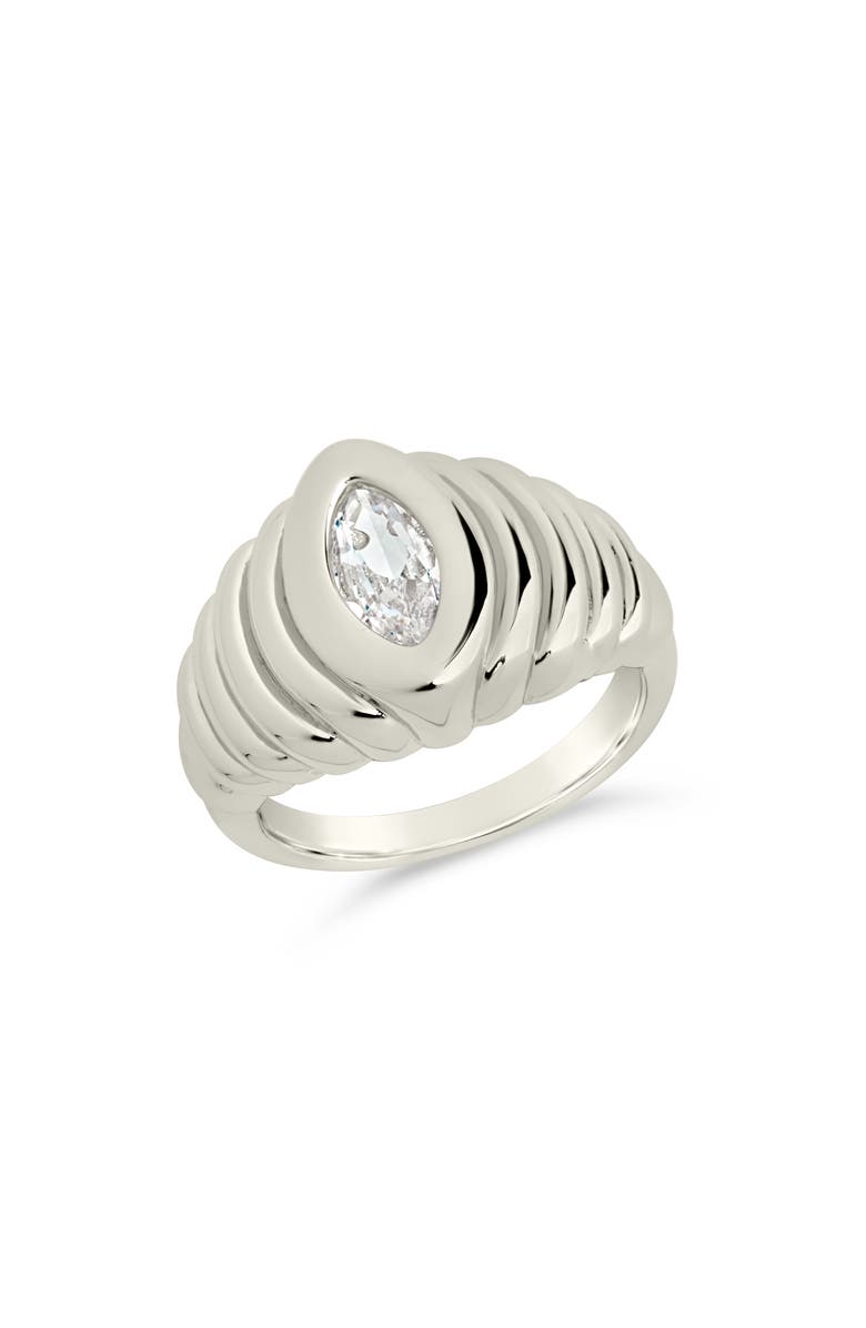 Sterling Forever Cubic Zirconia Croissant Ring, Main, color, Silver