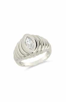 Sterling Forever Cubic Zirconia Croissant Ring