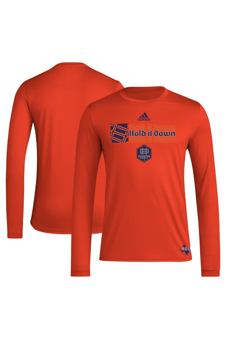 Men's adidas Orange Houston Dynamo FC 2024 Jersey Hook AEROREADY Long Sleeve T-Shirt, Alternate, color, Orange