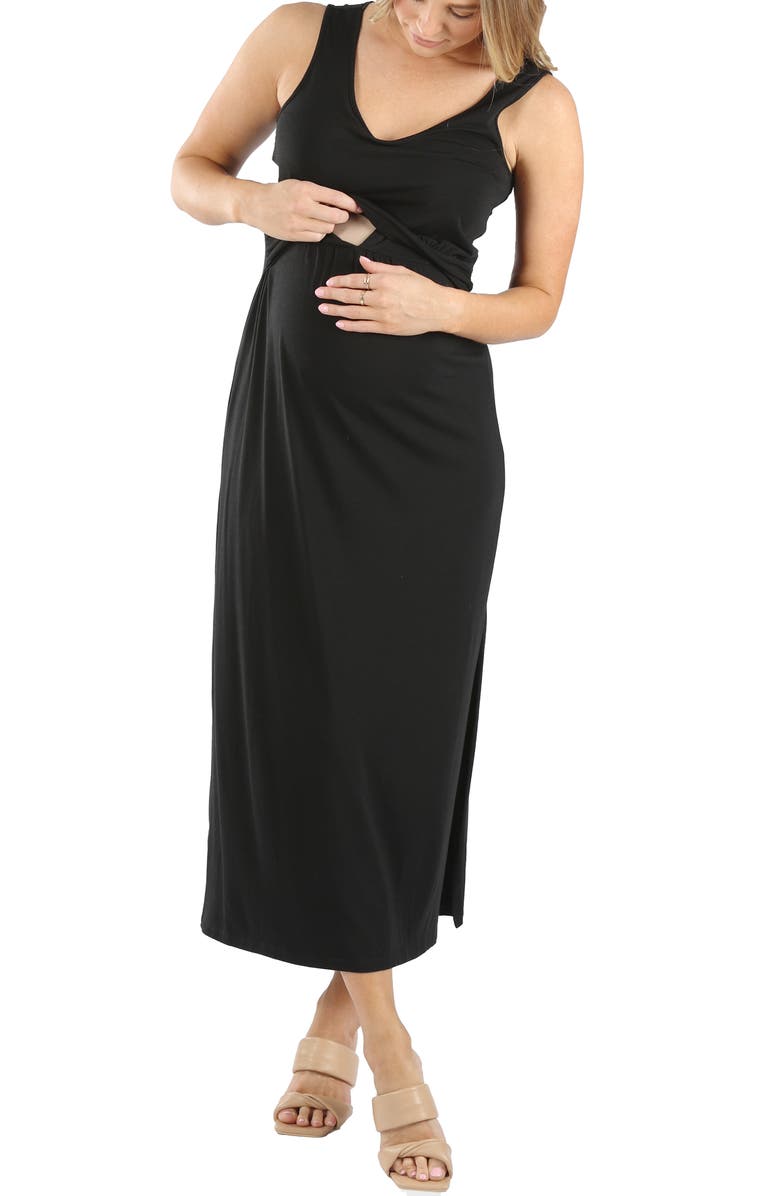 Angel Maternity Essential Maternity/Nursing Dress, Alternate, color, Black