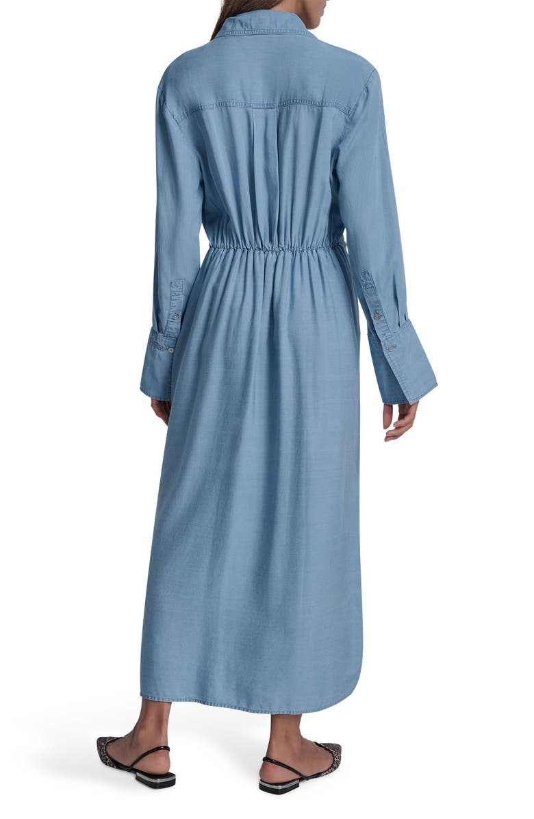 DKNY Jeans Tie Waist Long Sleeve Maxi Shirtdress, Alternate, color, Chambray